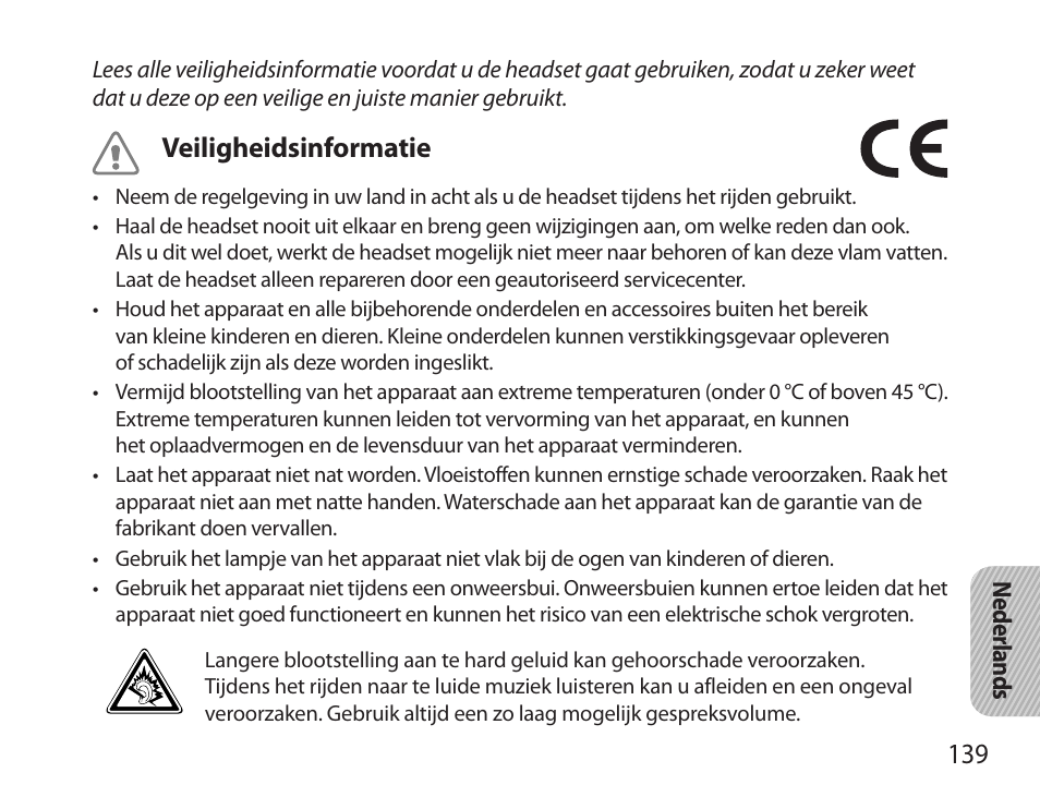 Veiligheidsinformatie | Samsung HM3700 User Manual | Page 141 / 173