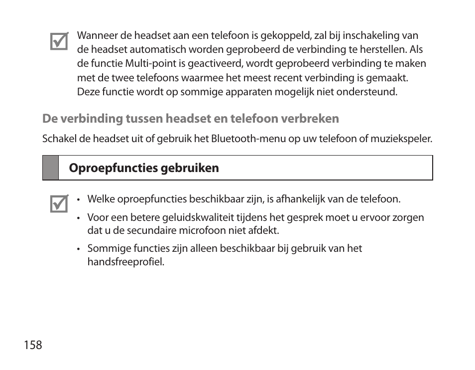 Oproepfuncties gebruiken | Samsung HM3700 User Manual | Page 160 / 173