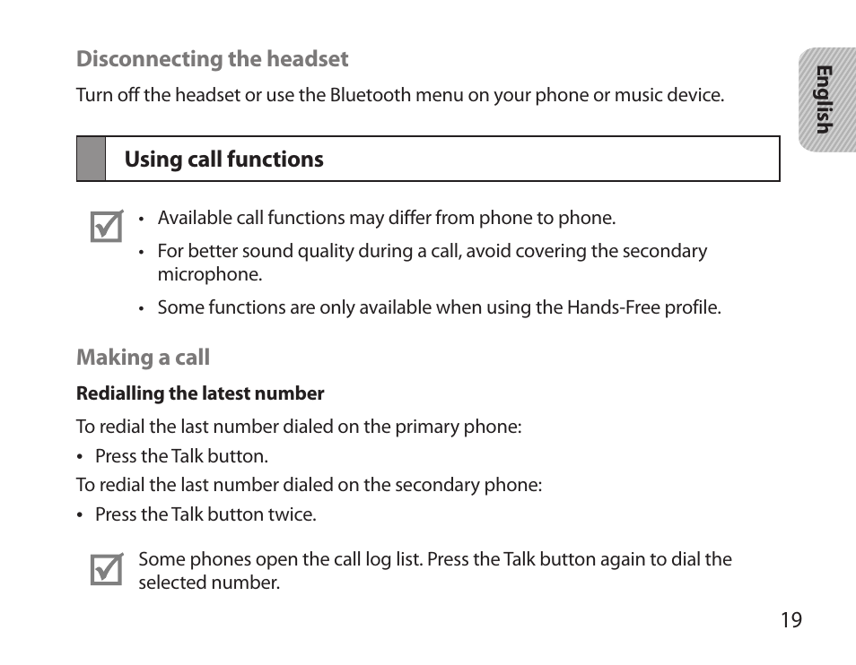 Using call functions | Samsung HM3700 User Manual | Page 21 / 173