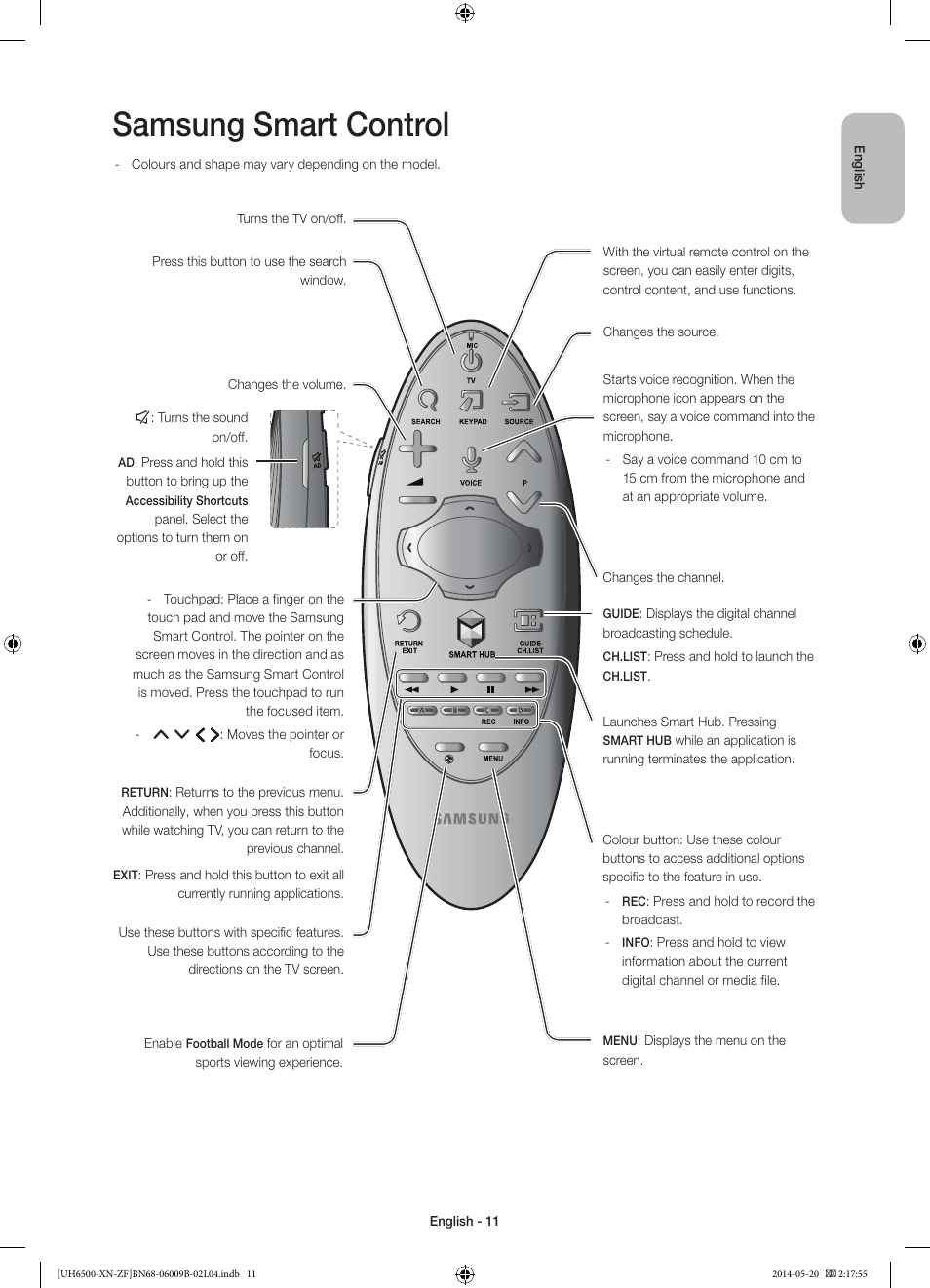 Samsung smart control | Samsung UE55H6650SL User Manual | Page 11 / 89