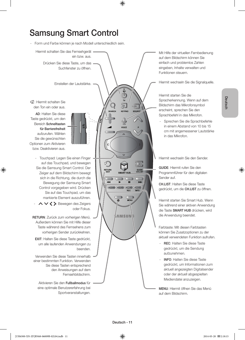 Samsung smart control | Samsung UE55H6650SL User Manual | Page 55 / 89