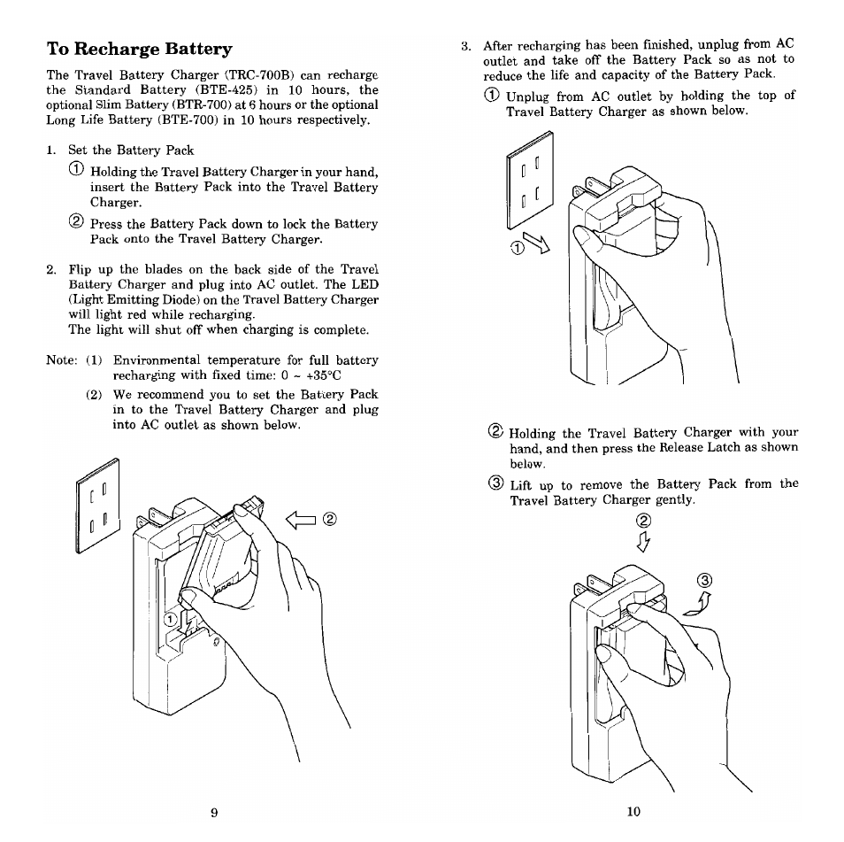 To recharge battery | Audiovox Prestige PR-140 User Manual | Page 6 / 20