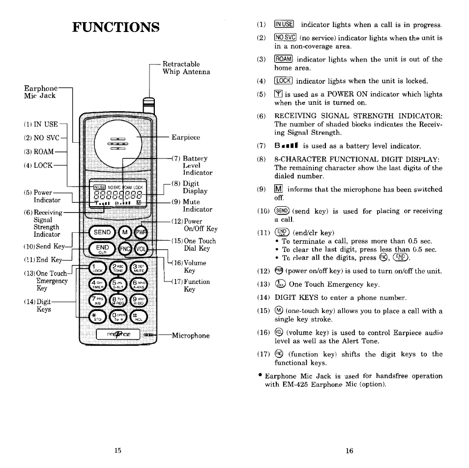 Functions | Audiovox Prestige PR-140 User Manual | Page 9 / 20
