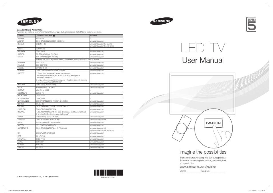 Samsung UE37D5000PW User Manual | 73 pages