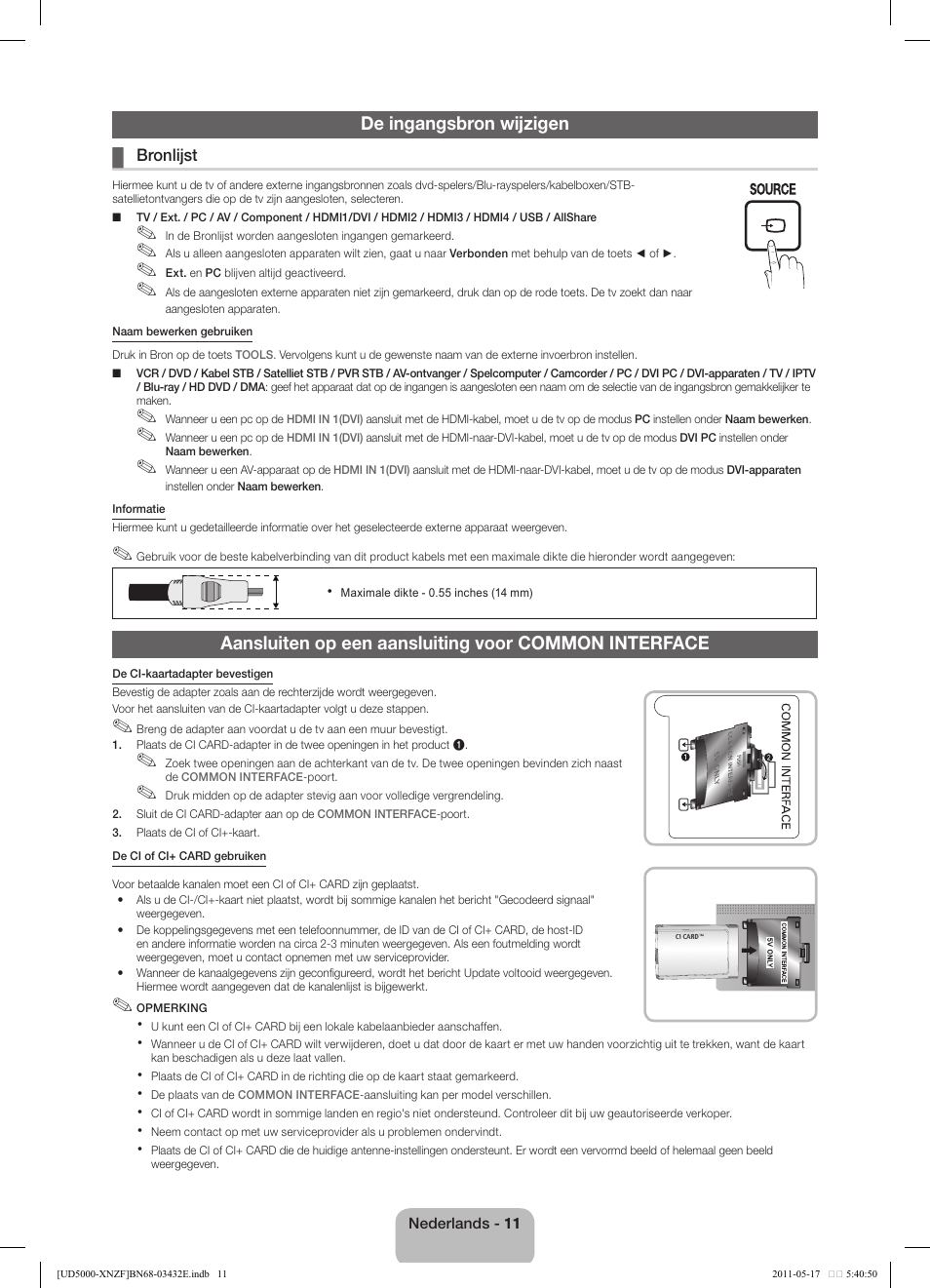 De ingangsbron wijzigen | Samsung UE37D5000PW User Manual | Page 65 / 73