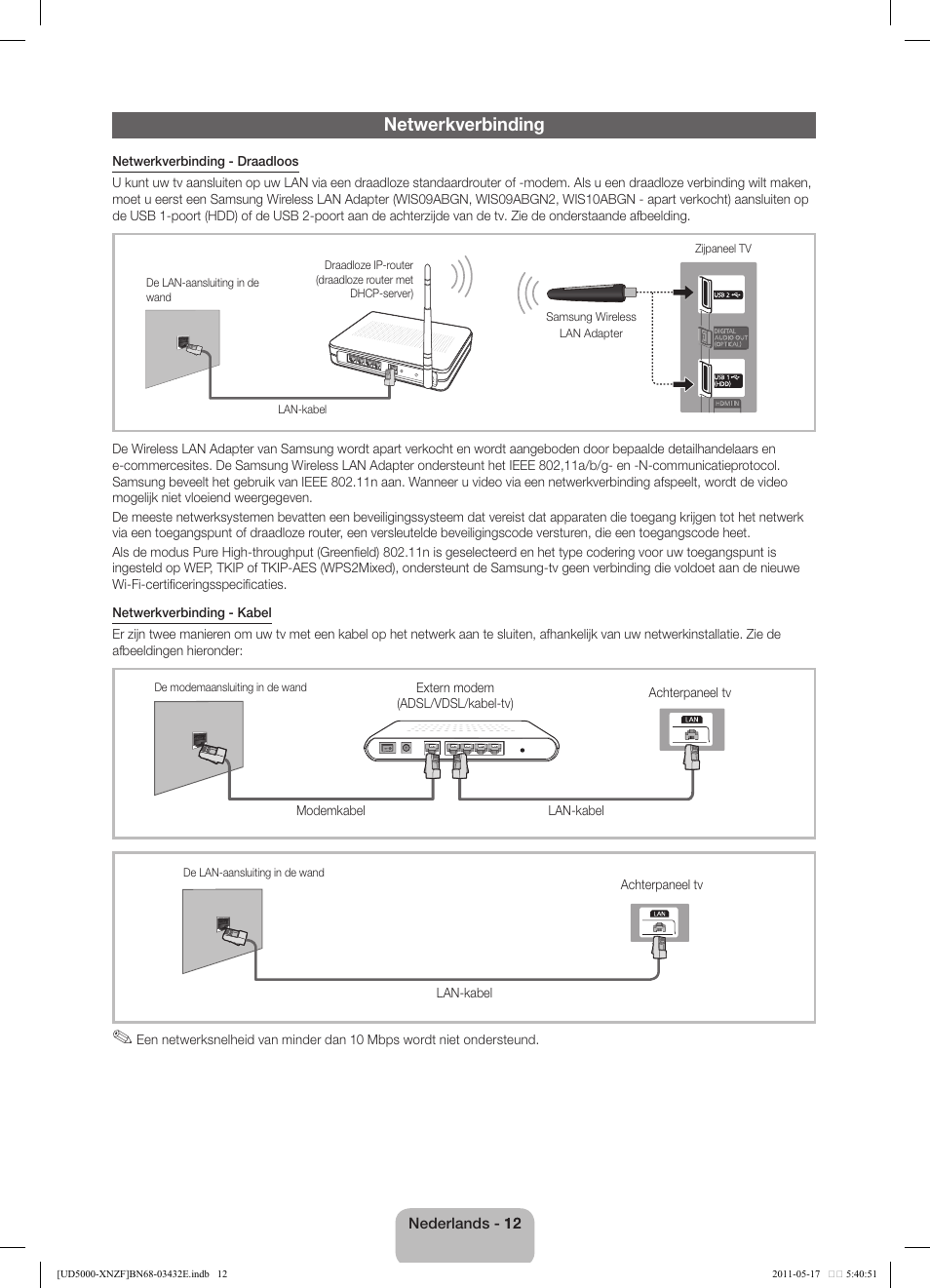 Netwerkverbinding | Samsung UE37D5000PW User Manual | Page 66 / 73