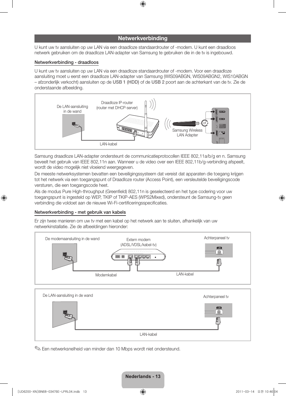 Netwerkverbinding | Samsung UE40D6200TS User Manual | Page 77 / 86
