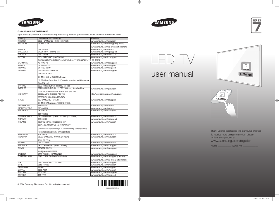 Samsung UE60H7000SL User Manual | 89 pages