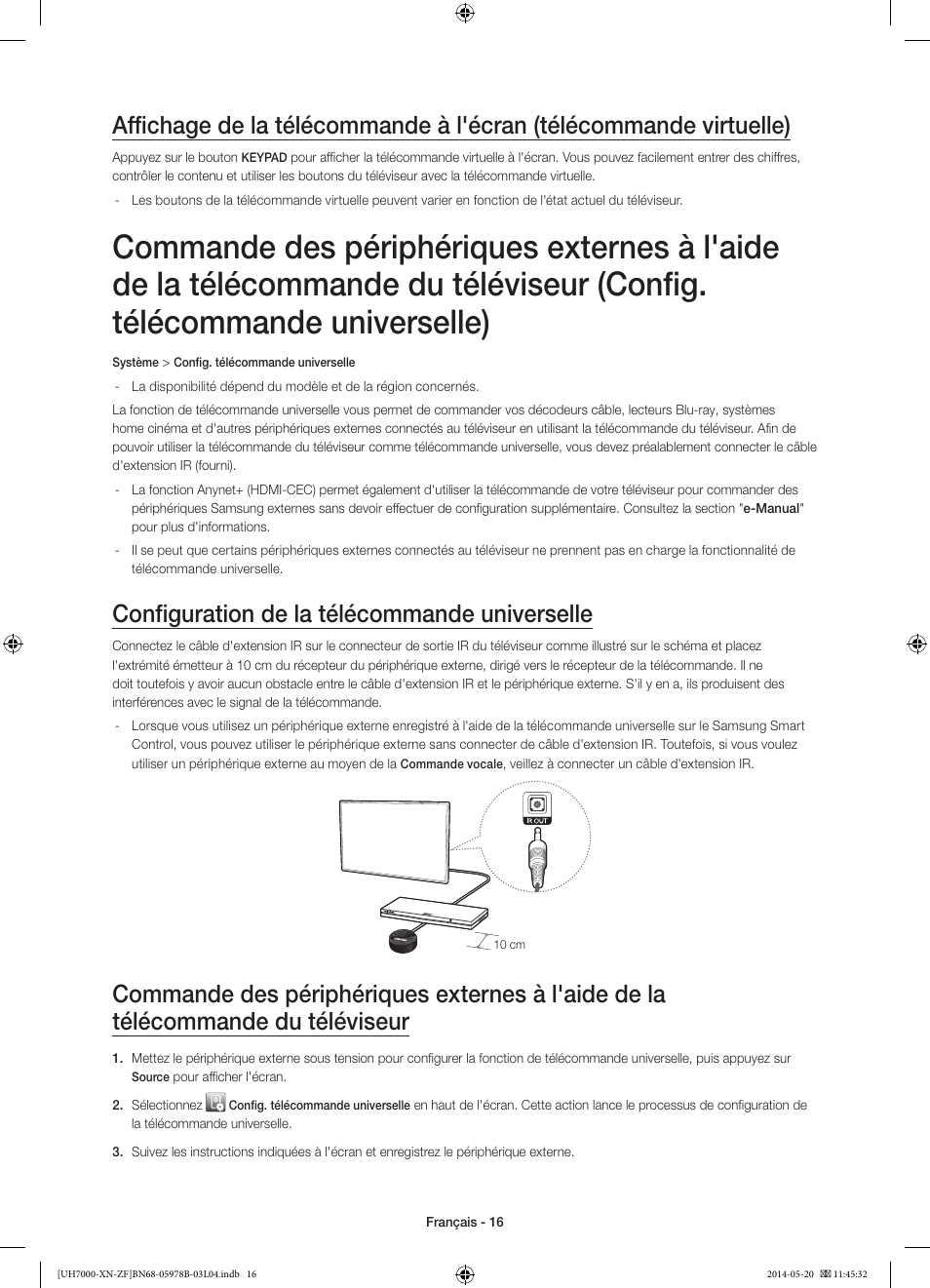Configuration de la télécommande universelle | Samsung UE60H7000SL User Manual | Page 38 / 89