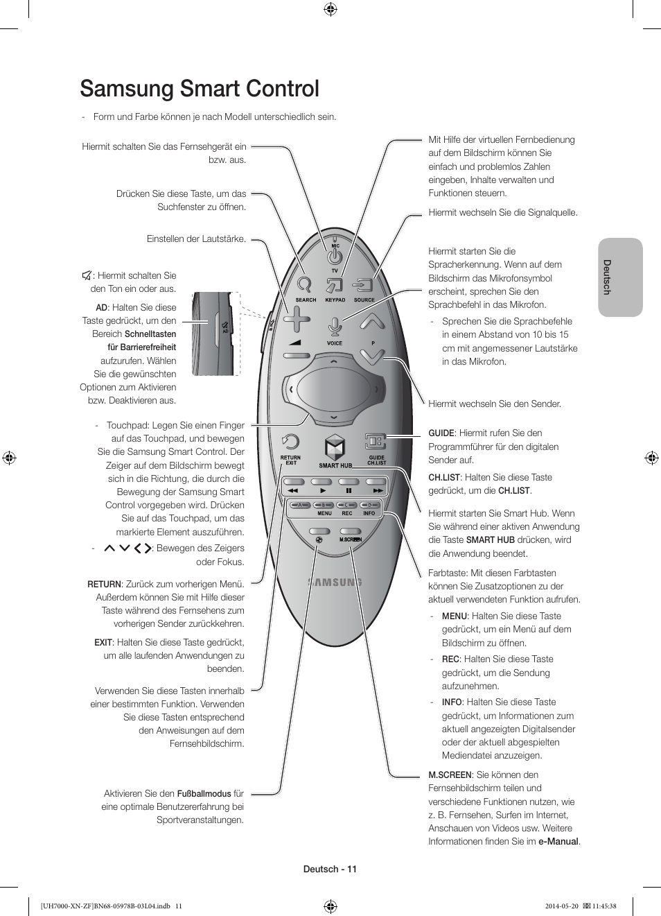 Samsung smart control | Samsung UE60H7000SL User Manual | Page 55 / 89