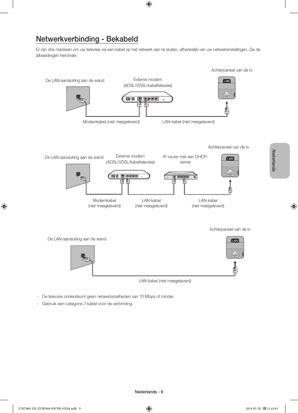 Netwerkverbinding - bekabeld | Samsung UE60H7000SL User Manual | Page 75 / 89