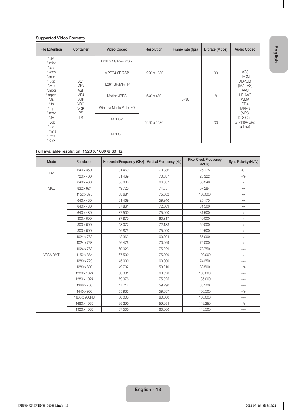 Samsung PS60E530A3W User Manual | Page 13 / 49