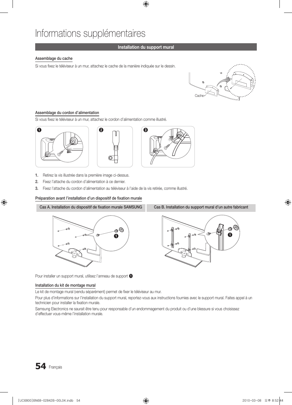 Informations supplémentaires | Samsung UE46C6820US User Manual | Page 116 / 249