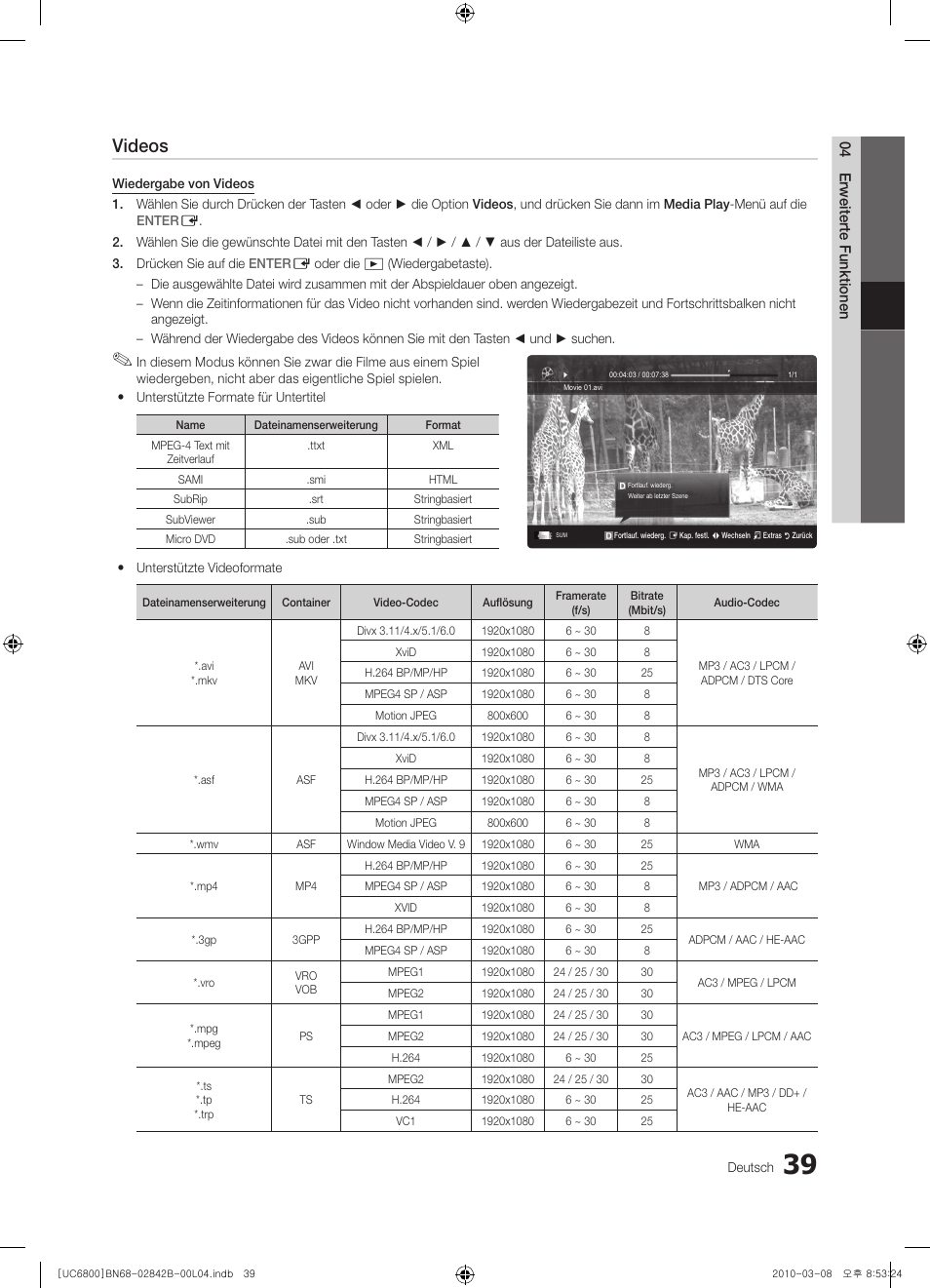 Videos | Samsung UE46C6820US User Manual | Page 163 / 249