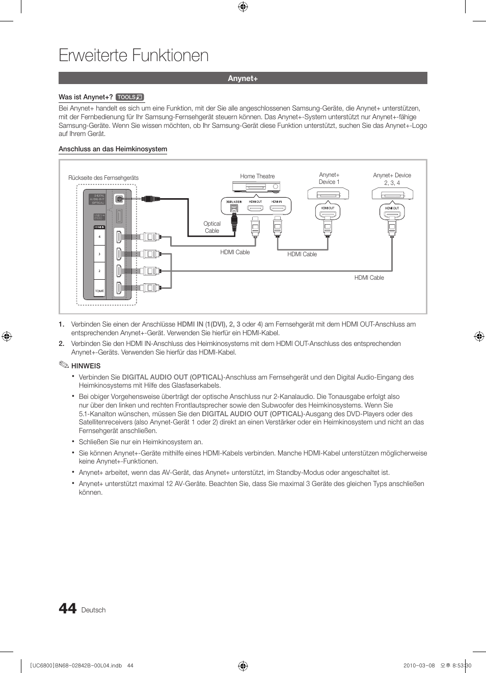Erweiterte funktionen | Samsung UE46C6820US User Manual | Page 168 / 249