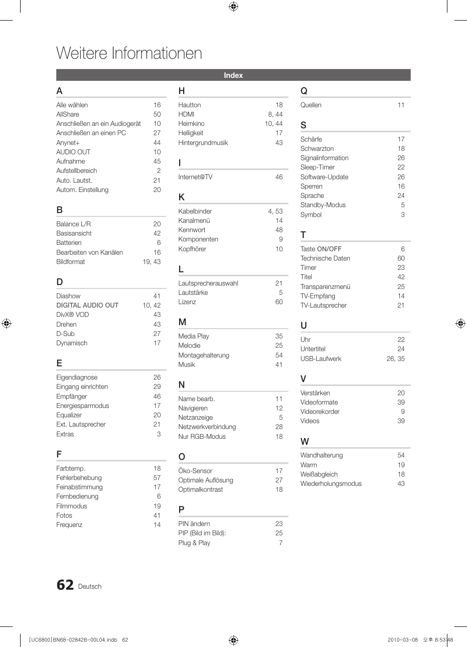 Weitere informationen | Samsung UE46C6820US User Manual | Page 186 / 249