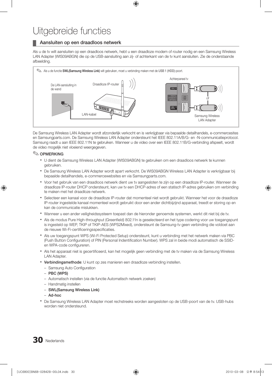 Uitgebreide functies | Samsung UE46C6820US User Manual | Page 216 / 249