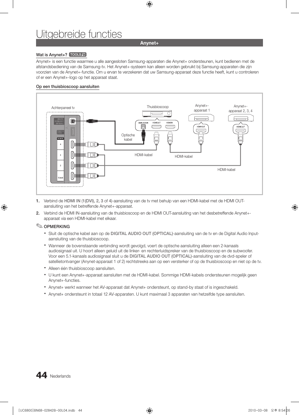 Uitgebreide functies | Samsung UE46C6820US User Manual | Page 230 / 249