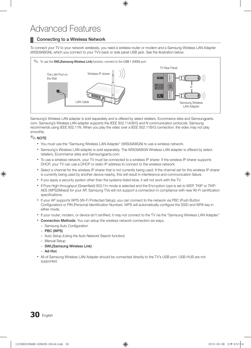 Advanced features | Samsung UE46C6820US User Manual | Page 30 / 249