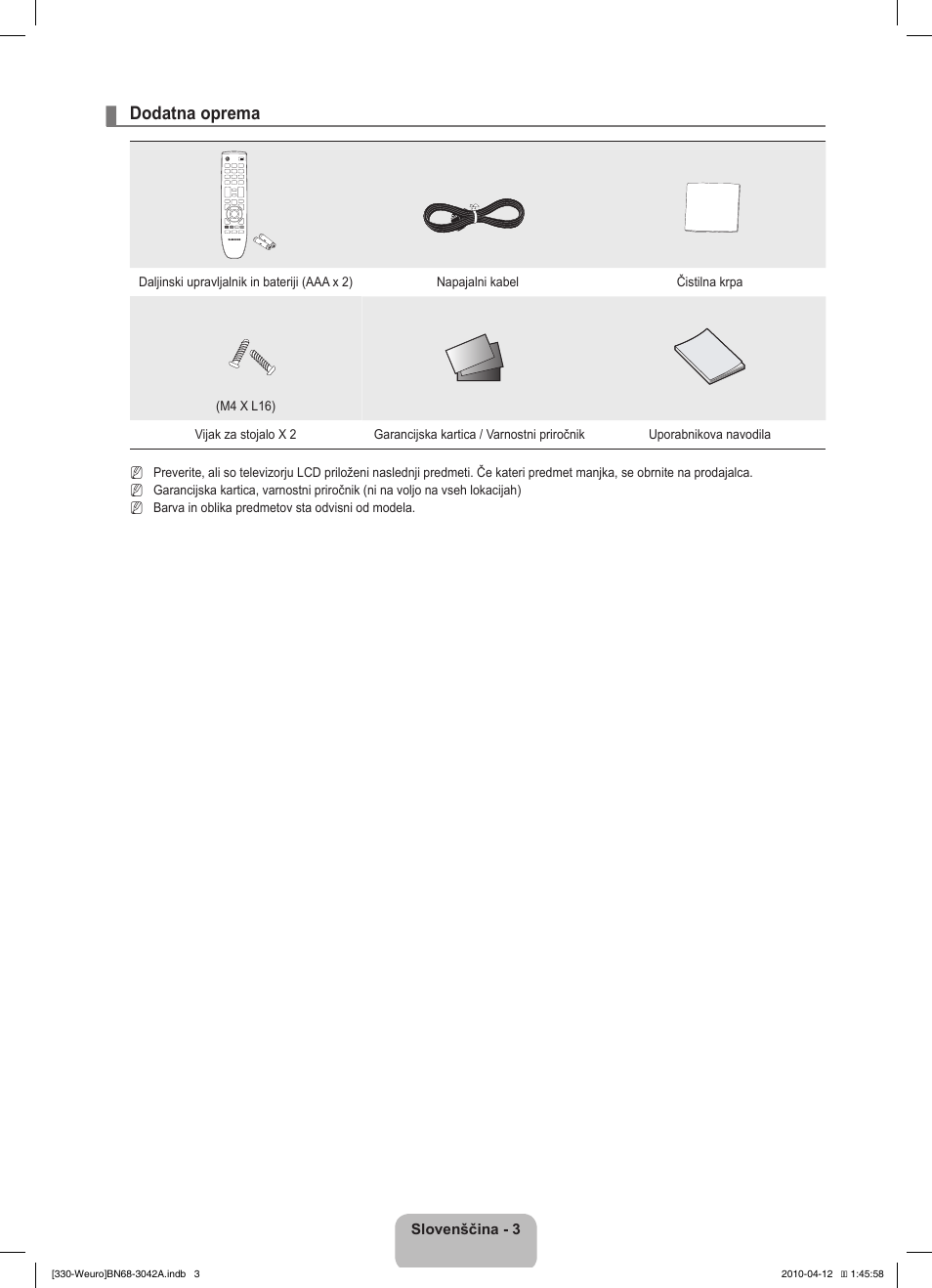 Dodatna oprema | Samsung LE22C330F2W User Manual | Page 141 / 212