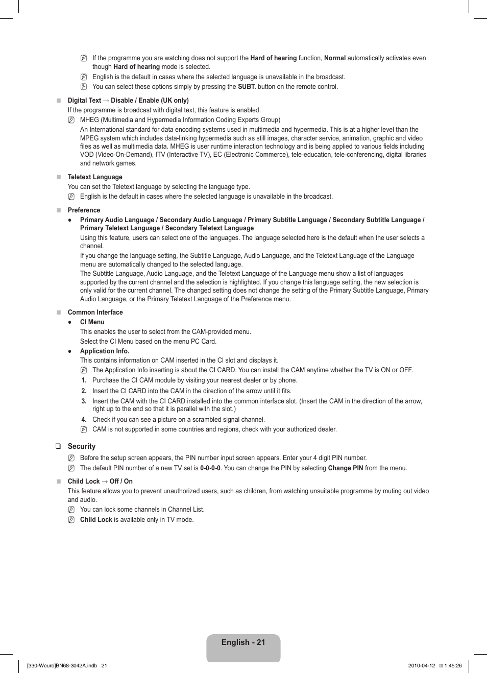 Samsung LE22C330F2W User Manual | Page 23 / 212