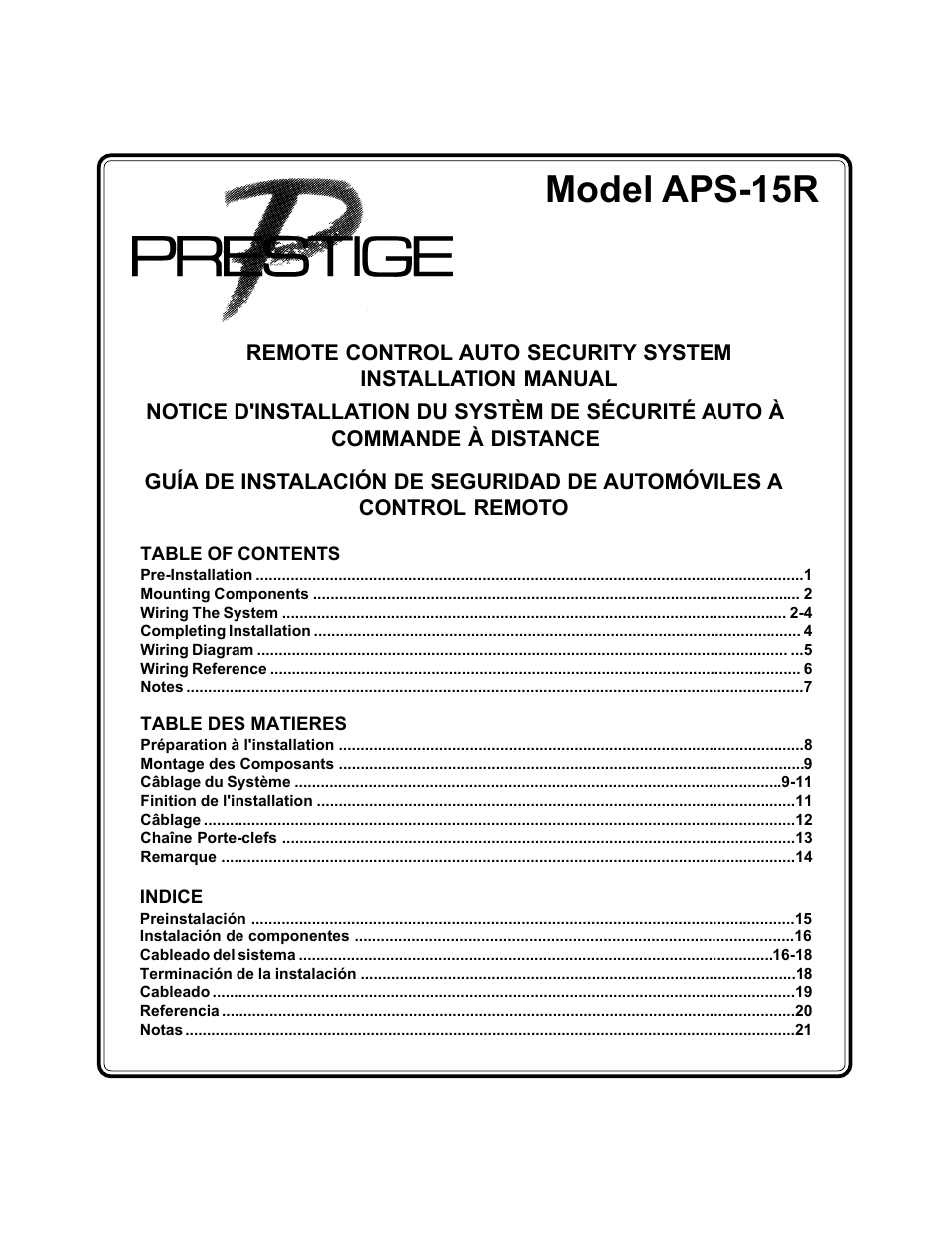 Audiovox APS-15R User Manual | 19 pages