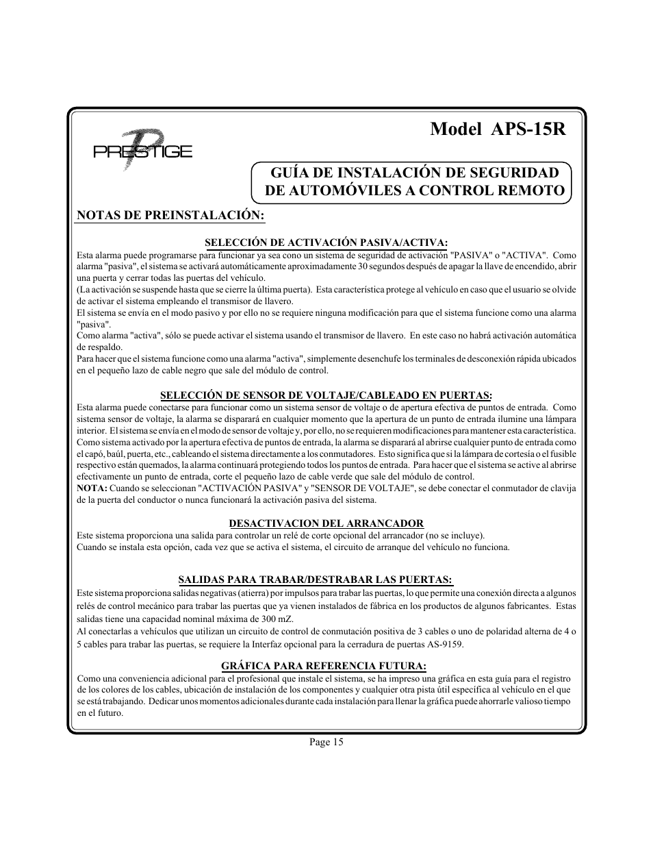 Model aps-15r | Audiovox APS-15R User Manual | Page 14 / 19