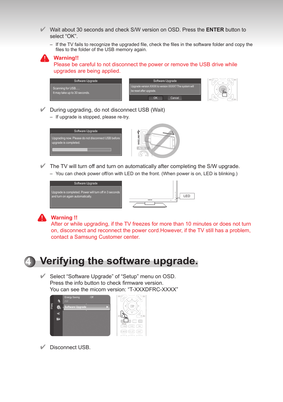 4verifying the software upgrade | Samsung LE26A466C2M User Manual | Page 4 / 5