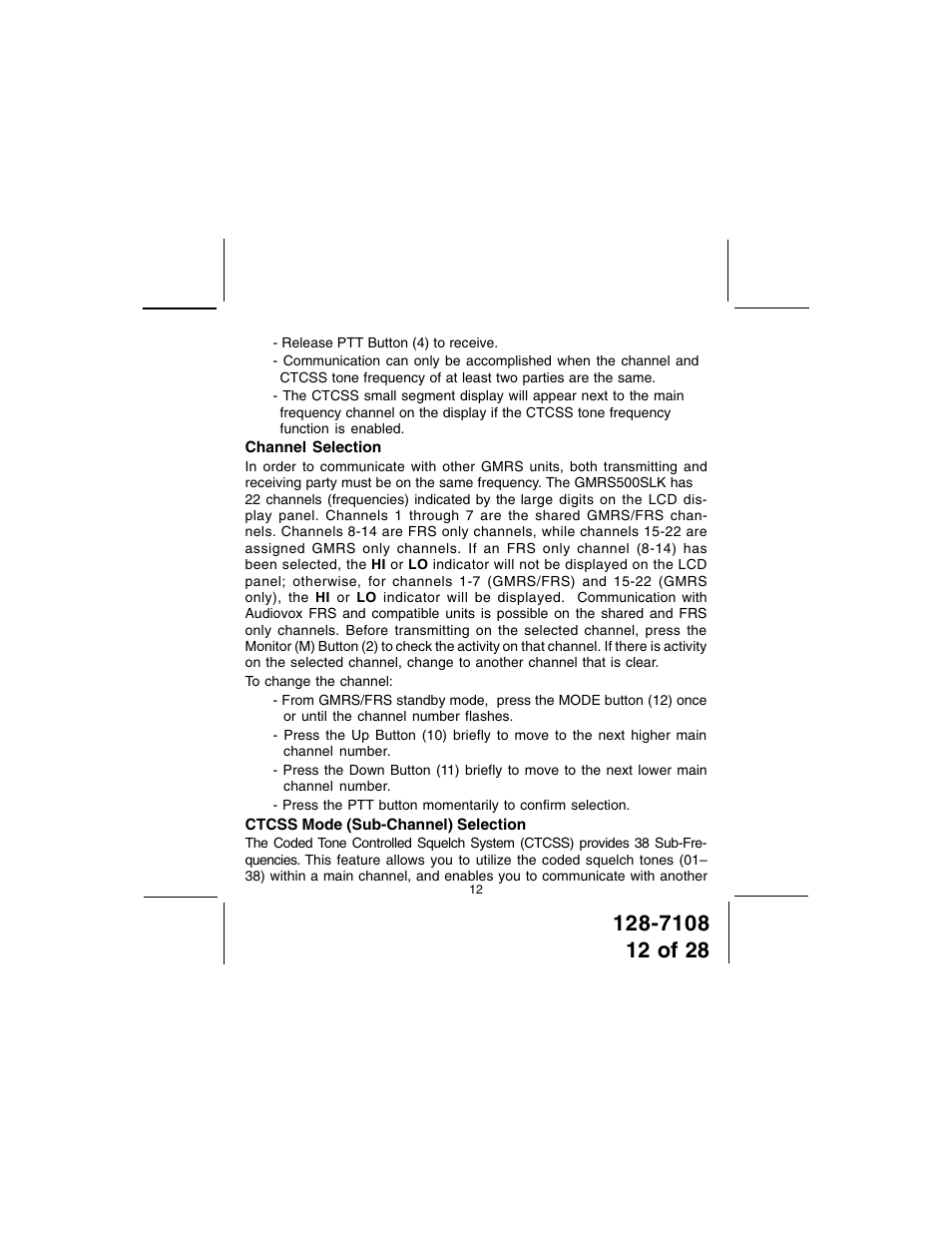 Audiovox GMRS500SLK User Manual | Page 12 / 28