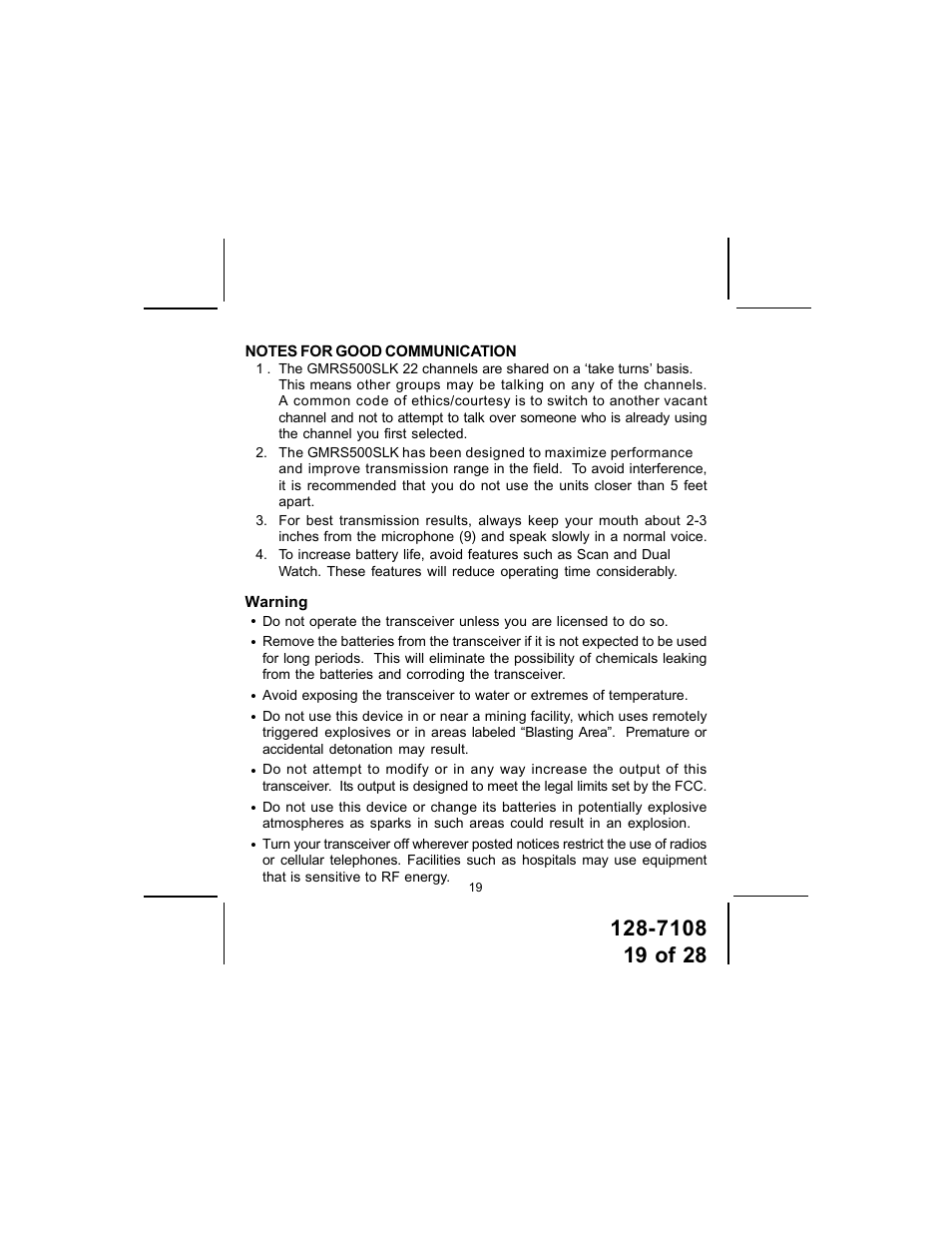 Audiovox GMRS500SLK User Manual | Page 19 / 28