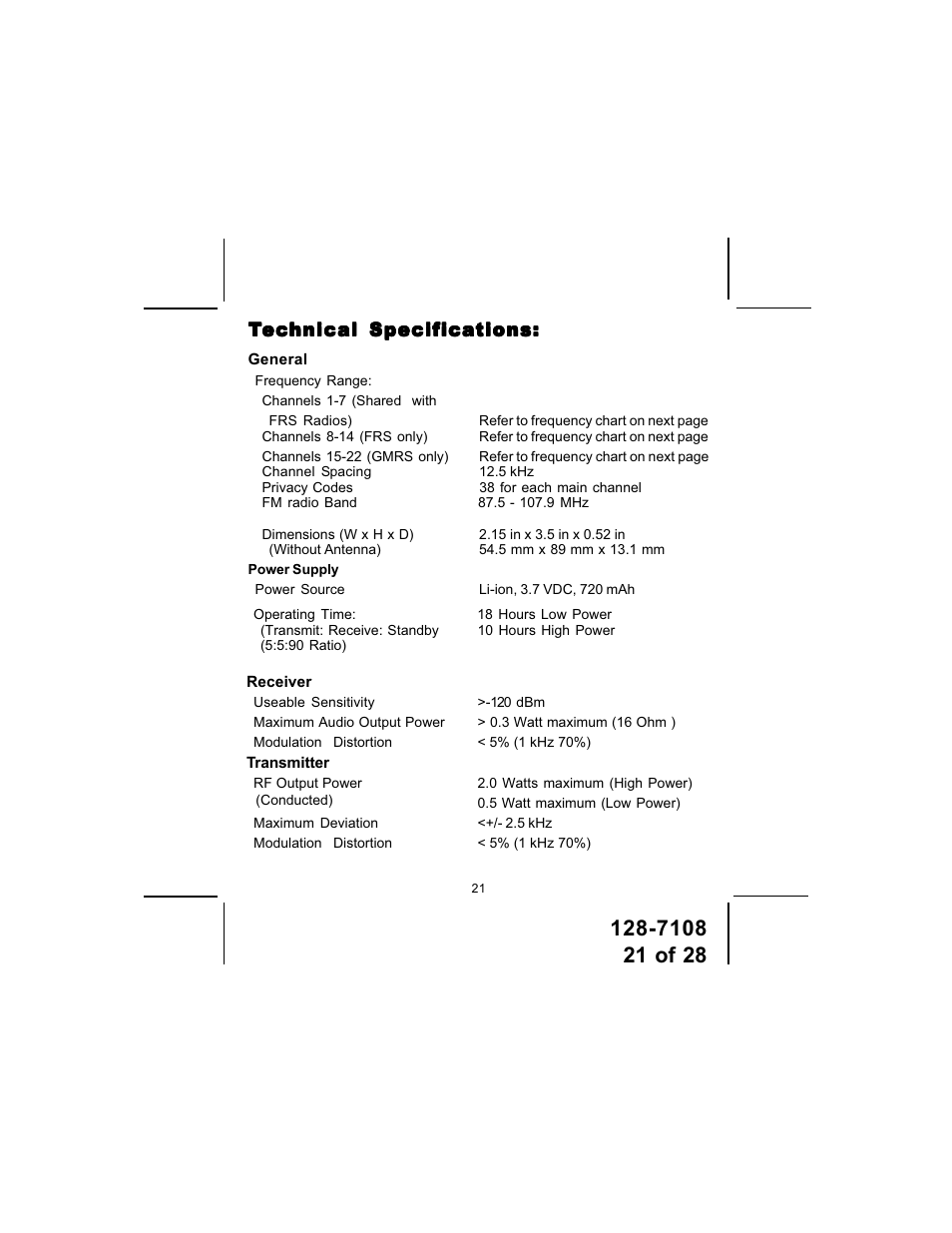 Audiovox GMRS500SLK User Manual | Page 21 / 28