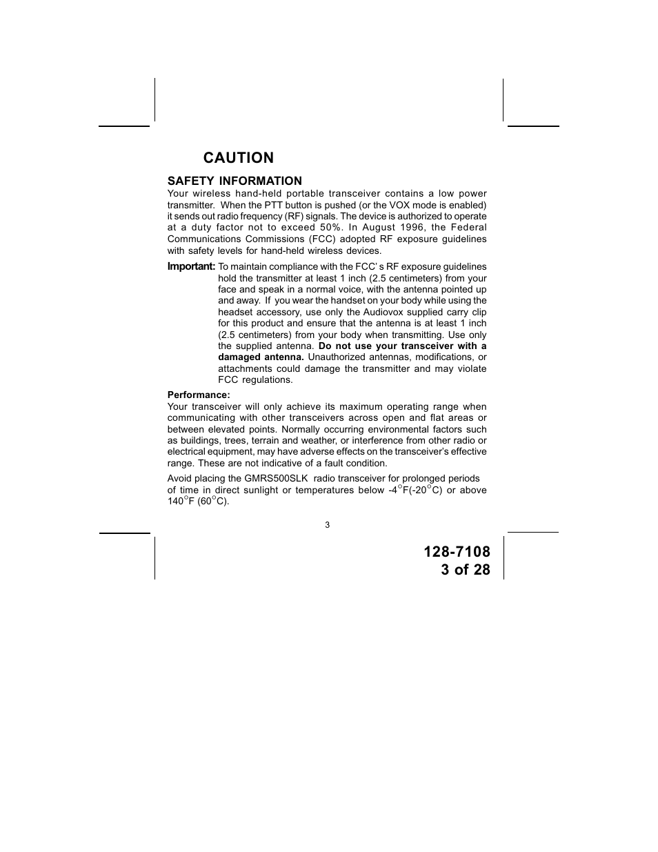 Audiovox GMRS500SLK User Manual | Page 3 / 28