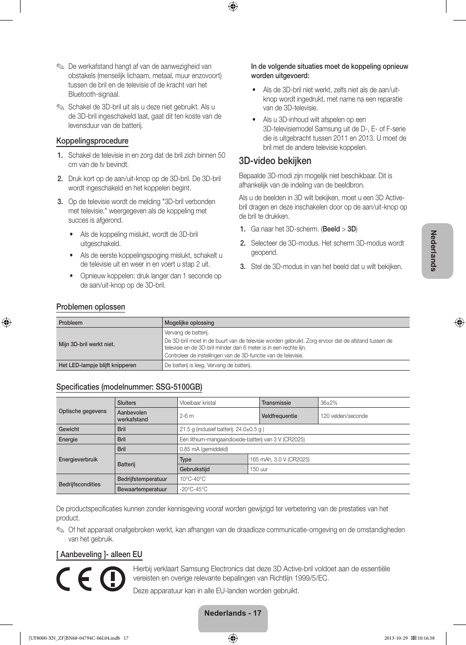 3d-video bekijken | Samsung UE46F8000SL User Manual | Page 89 / 97