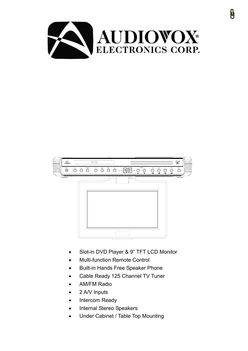 Audiovox VE926 User Manual | 33 pages