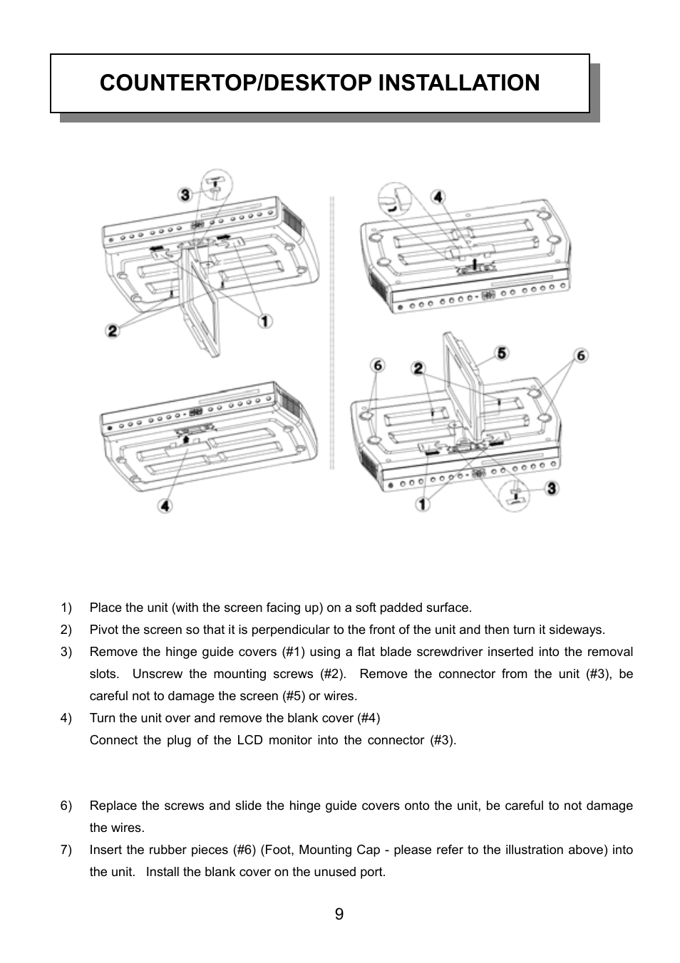 Countertop/desktop installation | Audiovox VE926 User Manual | Page 10 / 33