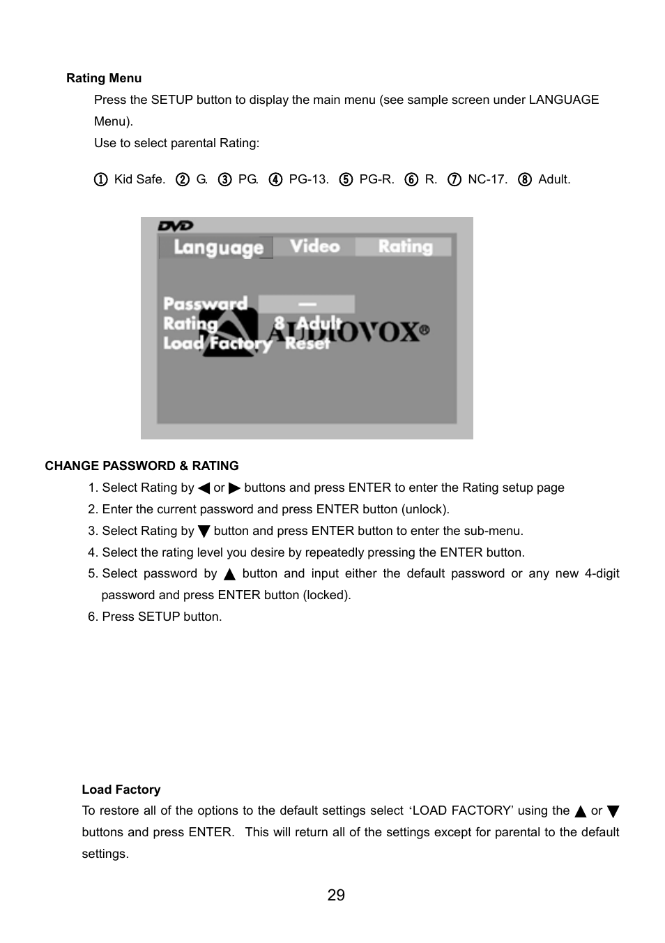 Audiovox VE926 User Manual | Page 30 / 33