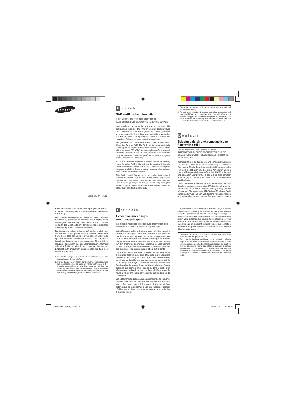 Samsung GT-C3050 User Manual | 2 pages