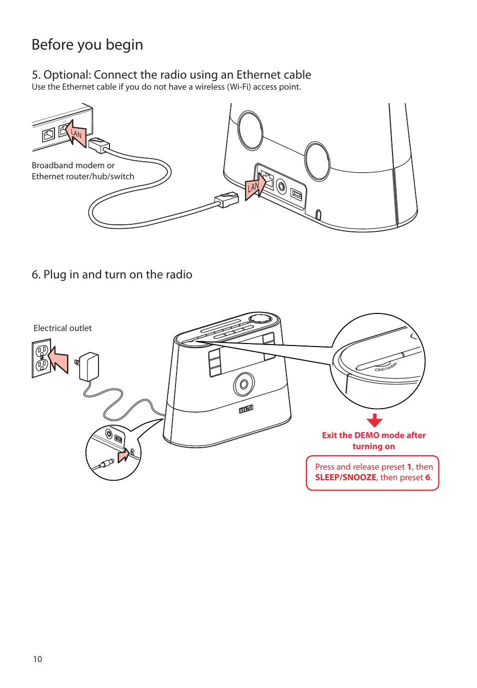 Plug in and turn on the radio, Before you begin | Audiovox RCA RIR200 User Manual | Page 10 / 36
