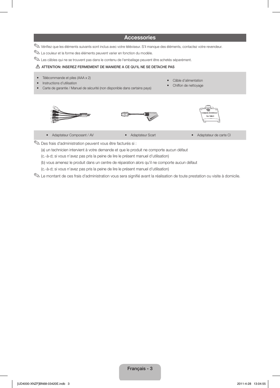 Accessories | Samsung UE19D4010NW User Manual | Page 19 / 65