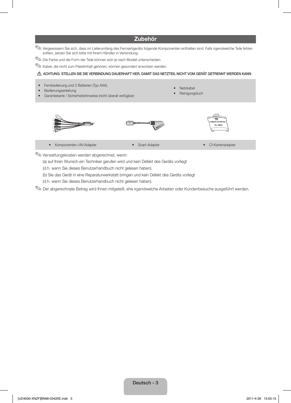 Zubehör | Samsung UE19D4010NW User Manual | Page 35 / 65