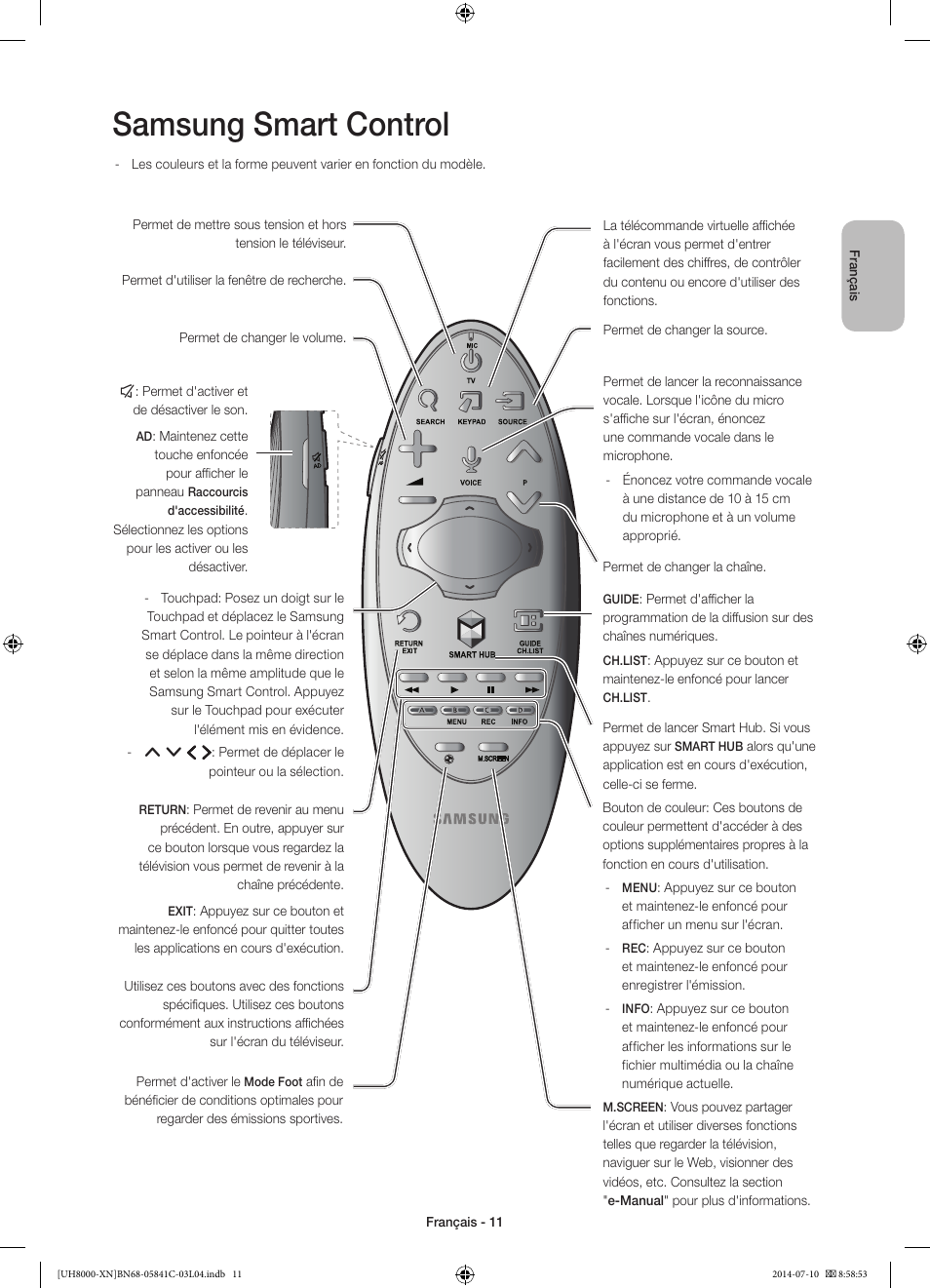 Samsung smart control | Samsung UE55H8000SL User Manual | Page 33 / 89