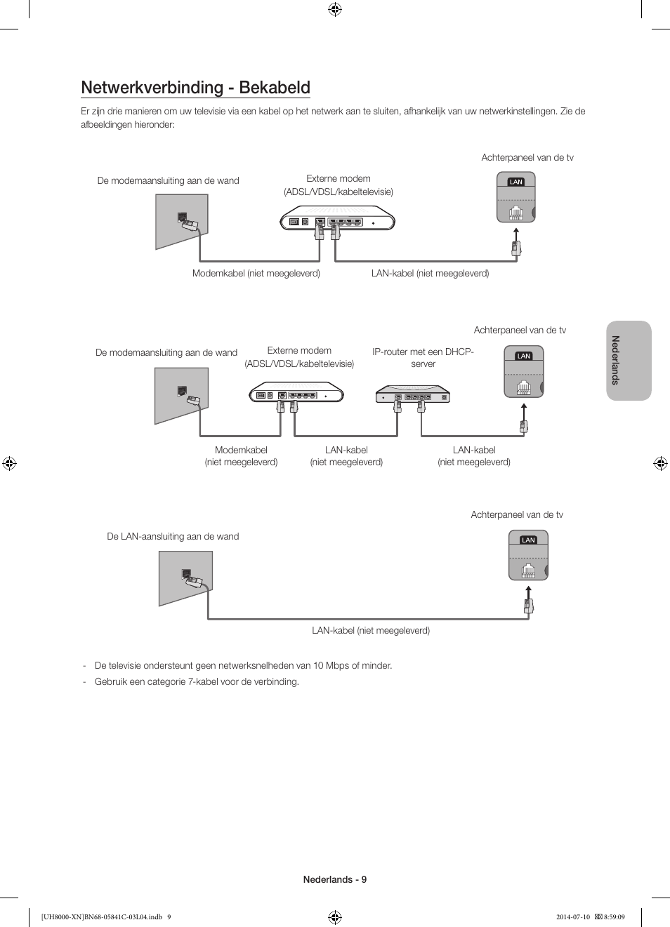 Netwerkverbinding - bekabeld | Samsung UE55H8000SL User Manual | Page 75 / 89