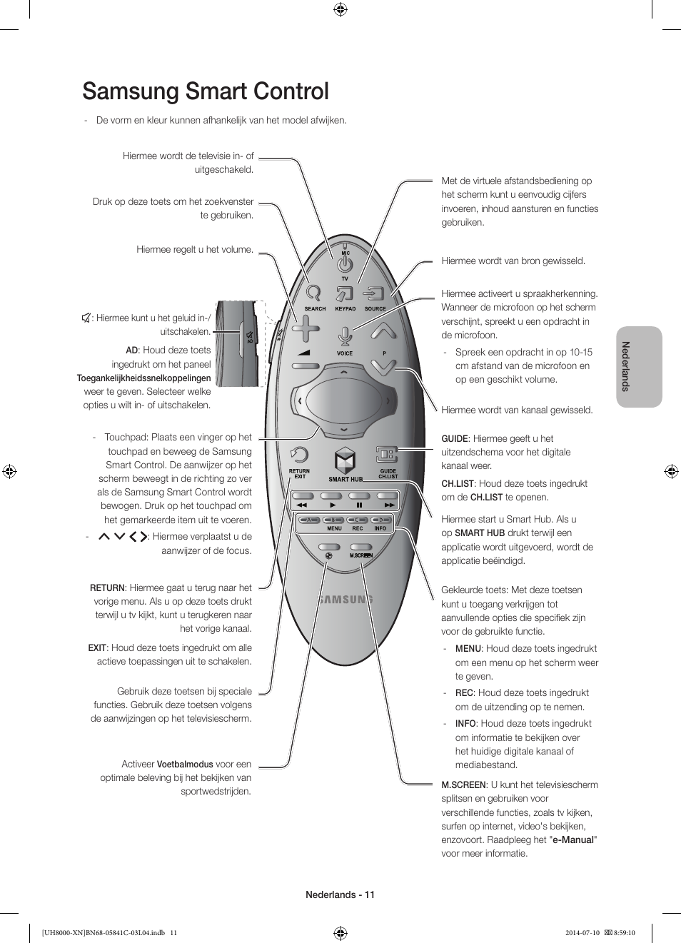 Samsung smart control | Samsung UE55H8000SL User Manual | Page 77 / 89