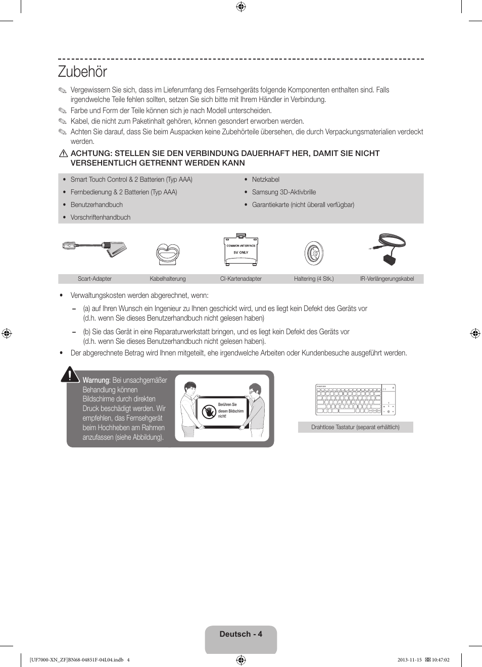 Zubehör | Samsung UE46F7000SL User Manual | Page 52 / 97