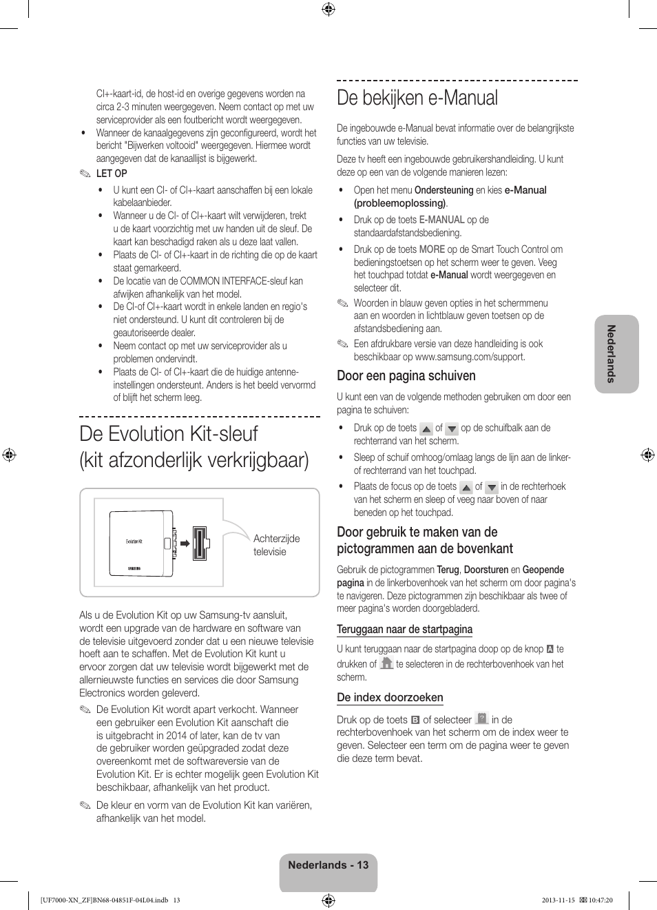 De bekijken e-manual, Door een pagina schuiven | Samsung UE46F7000SL User Manual | Page 85 / 97