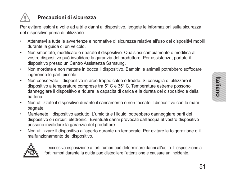 Italiano 51 | Samsung BHM1100 User Manual | Page 53 / 125