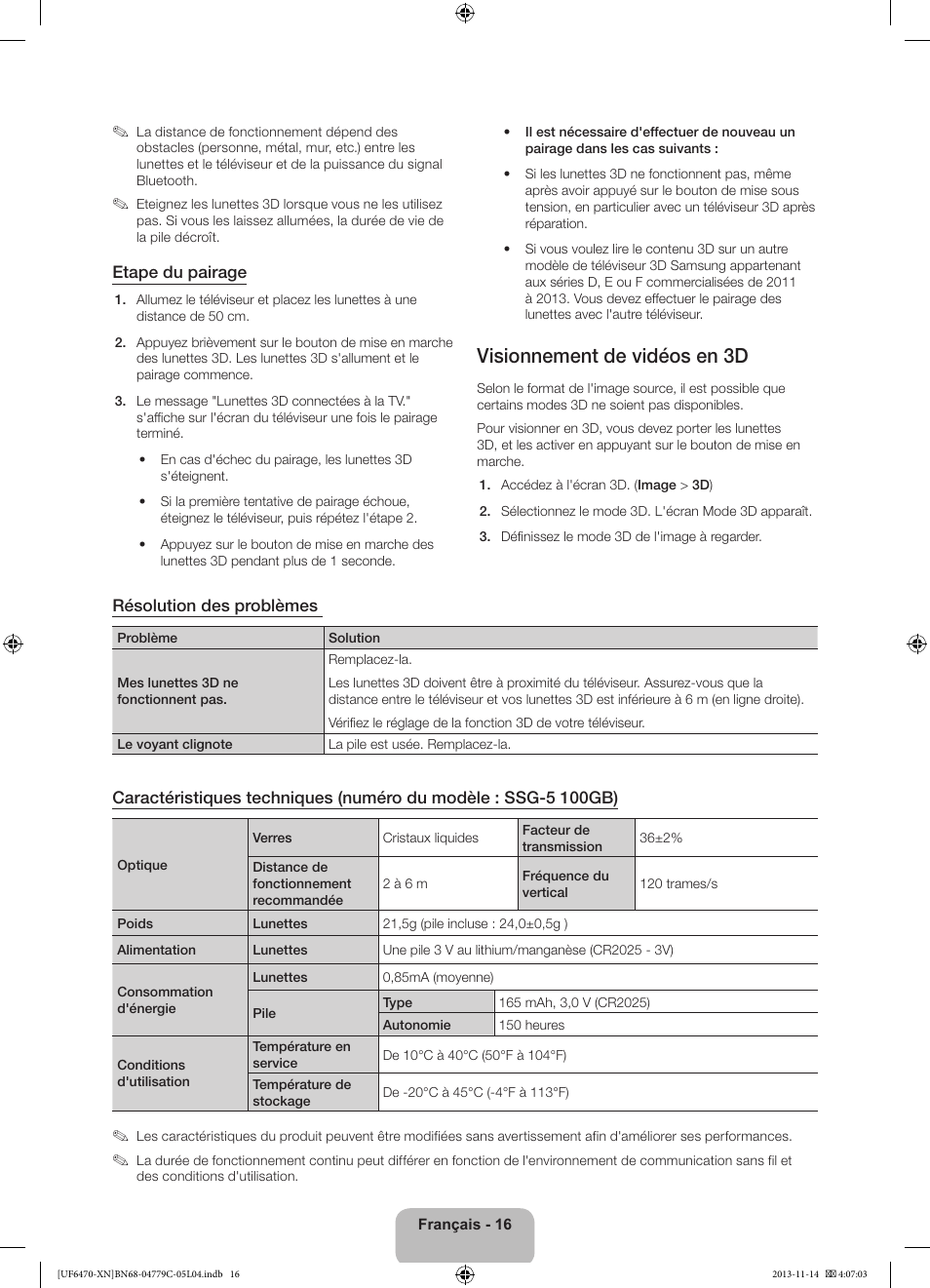 Visionnement de vidéos en 3d | Samsung UE46F6510SS User Manual | Page 40 / 97