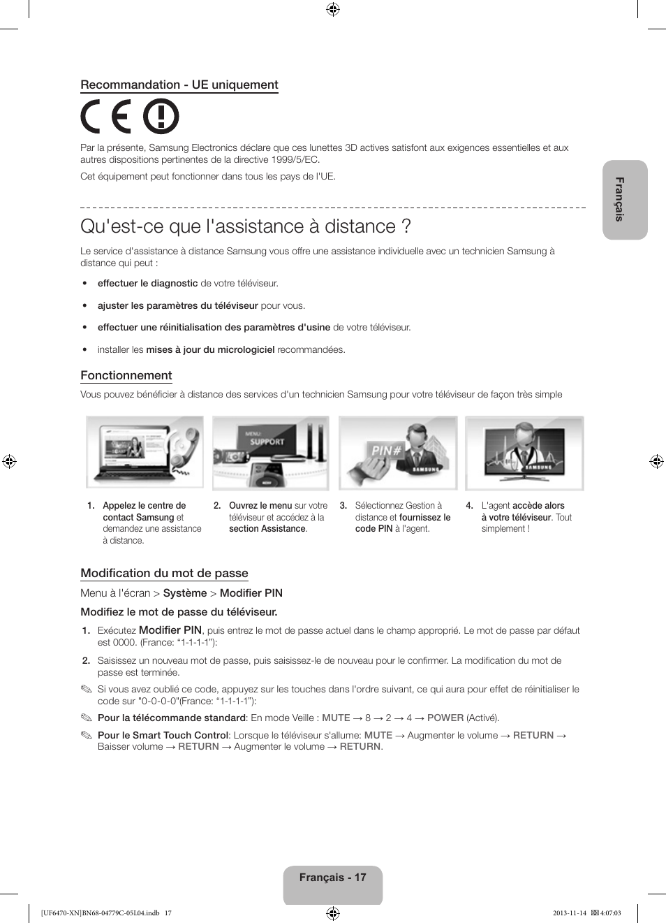 Qu'est-ce que l'assistance à distance | Samsung UE46F6510SS User Manual | Page 41 / 97