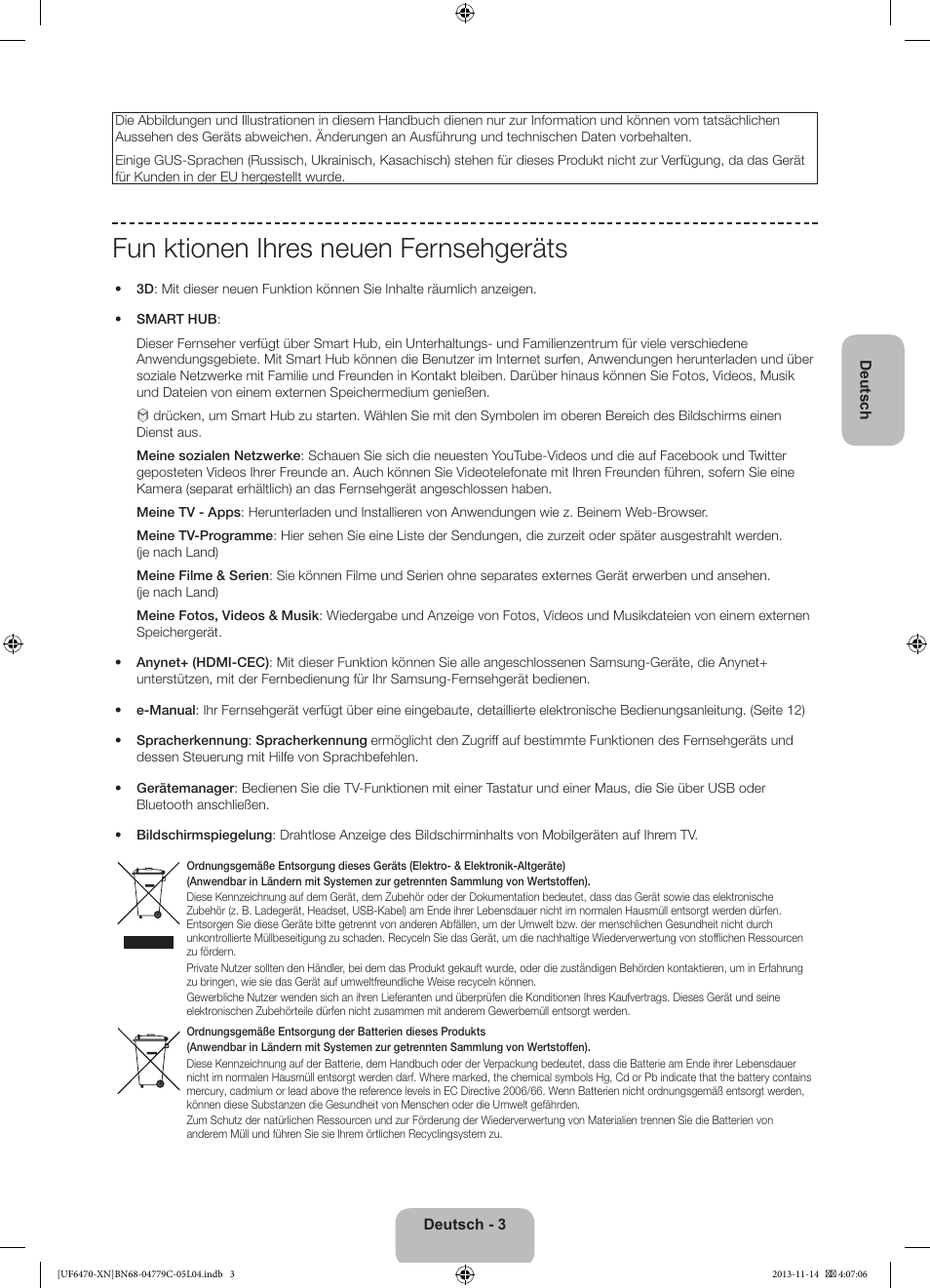 Fun ktionen ihres neuen fernsehgeräts | Samsung UE46F6510SS User Manual | Page 51 / 97