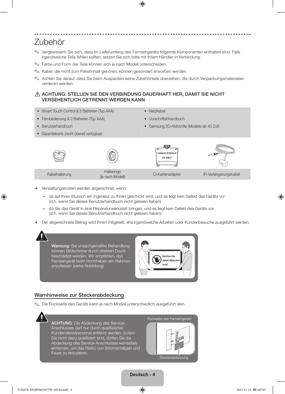 Zubehör | Samsung UE46F6510SS User Manual | Page 52 / 97